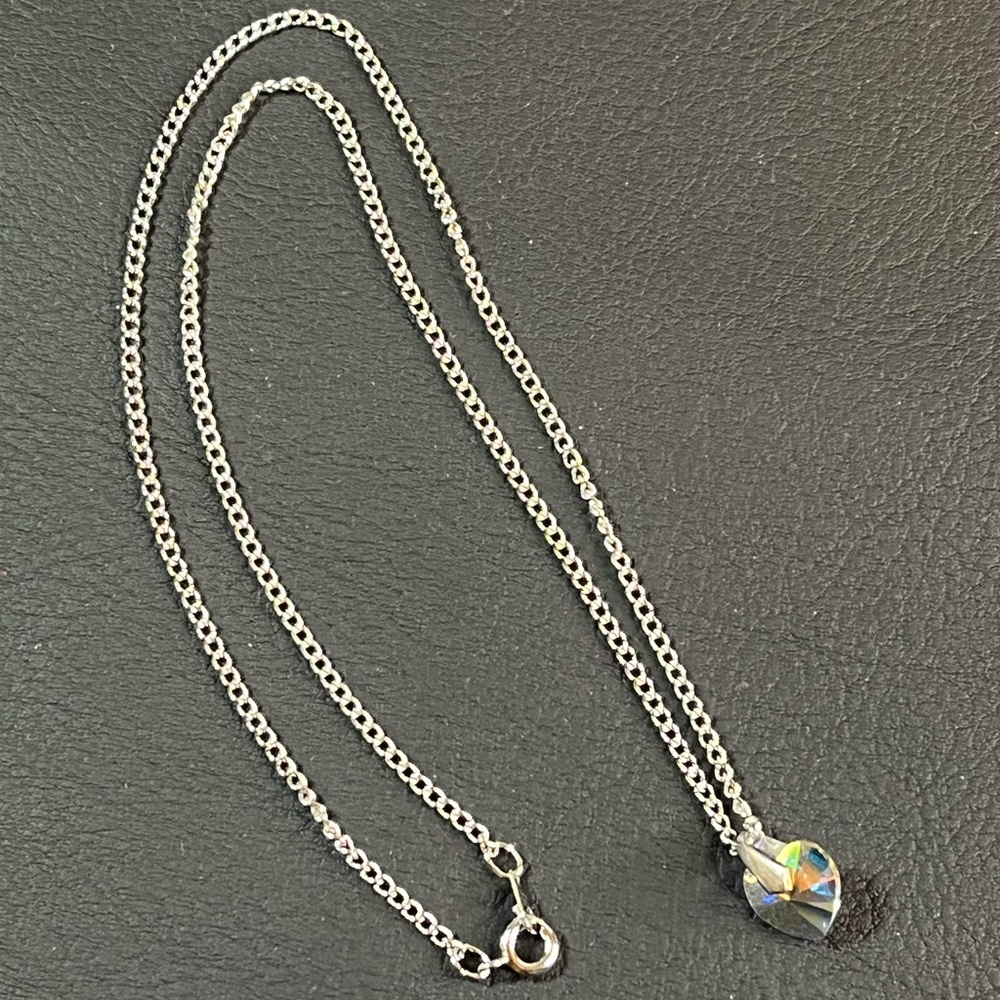 Silver-tone Rhinestone Heart Necklace - Picture 5 of 5